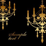 Vector black background with gold chandelier