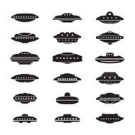 Flying saucer and UFO icon set