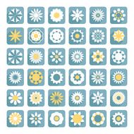 Set of flower vector flat flowers icons