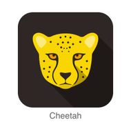 Cheetah Cat breed face cartoon flat icon design