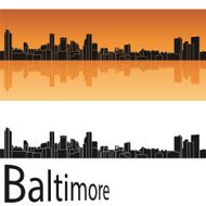 Baltimore skyline in orange background