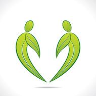creative green people symbol design with leaf