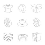 outline gray 3D icon set 04 N2