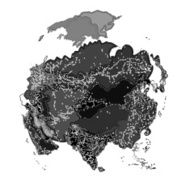 Asia at night as engraving vector