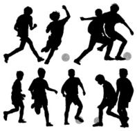 Silhouette of children playing soccer N2