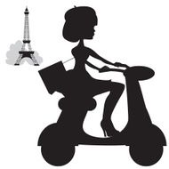 Girl on scooter in Paris