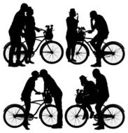 Young couple standing with bicycle N2