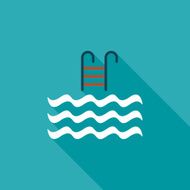 Pool flat icon with long shadow N6
