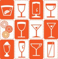Silhouette (Vector Icons) Cocktails set cold drink