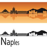 Naples skyline in orange background