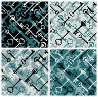 Skeleton Key Pattern in Black and Blues