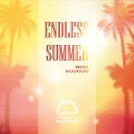 Hot Summer blurred background with palm trees