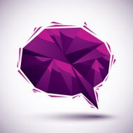Violet speech bubble geometric icon made in 3d modern style