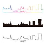 Zurich skyline linear style with rainbow