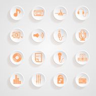 Music set Icons button shadows vector