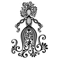 Vector Hand Drawing Silhouette of Floral Goddess N2
