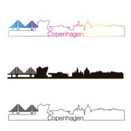 Copenhagen skyline linear style with rainbow