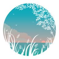 Blue sunset round landscape