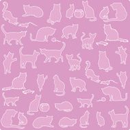 Seamless Wallpaper background Cat Kitty (Silhouette) N2