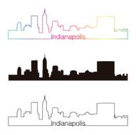 Indianapolis skyline linear style with rainbow