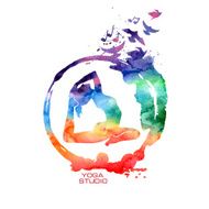 Watercolor yoga pose label