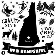 New Hampshire map and icons