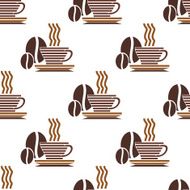 Repeat pattern of a cup coffee and beans N2