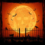 Orange Moon with skull