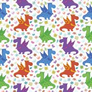Seamless pattern cartoon colorful Dragons N3