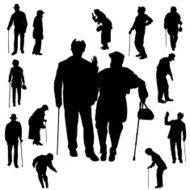 Vector silhouette of old people N179