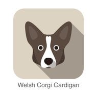 Welsh Corgi Cardigan dog face portrait flat icon design