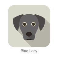 blue lacy dog face portrait flat icon design