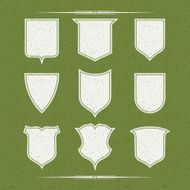 Set of nine different forms shields