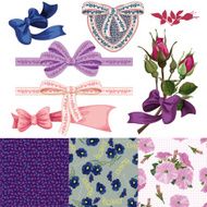 set of the ribbons with bows rose