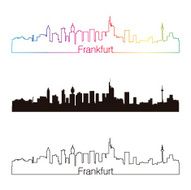 Frankfurt skyline linear style with rainbow