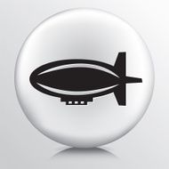 Round White Icon With Silhouette Blimp For Advertising N2