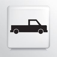Square White Icon With Silhouette Pickup Truck N2