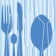 Blue Knives Forks Spoons Background