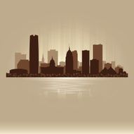 Oklahoma City brown skyline silhouette