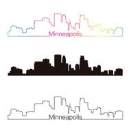 Minneapolis skyline linear style with rainbow