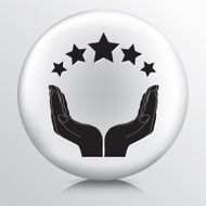 Round Icon With Two Hands Cupping Five Stars Silhouette N2