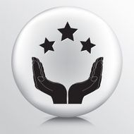 Round Icon With Two Hands Cupping Three Stars Silhouette N2