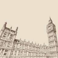 Buckingham Palace hand drawn vector illustration