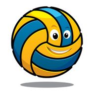 Happy colourful bouncing volleyball ball