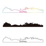 Sydney skyline linear style with rainbow
