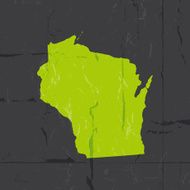 Detailed map of wisconsin state grunge style