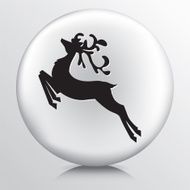 Round Icon with Black Jumping and Prancing Deer Silhouette