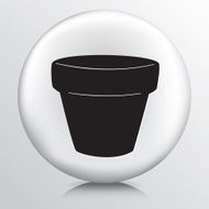 Round Icon with Terra Cotta Flower Pot Black Silhouette