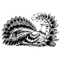 decorative silhouette of a peacock N2