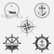 Set of vintage pattern on nautical theme